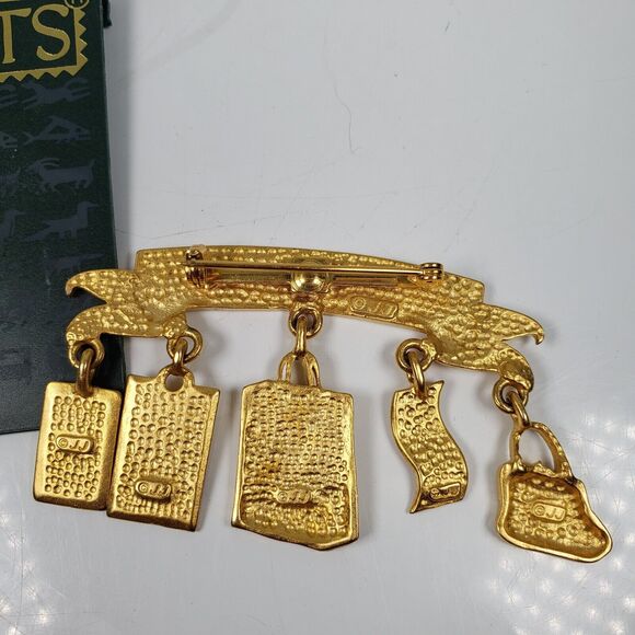 Vintage 1986 JJ Jonette Gold Tone Born To Shop Charms Artifacts Brooch - Picture 7 of 7